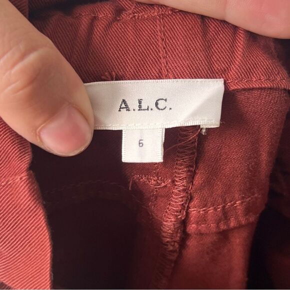 A.L.C. Augusta Belted Paperbag Cargo Pants Red-Drk Size 6 - Picture 10 of 12